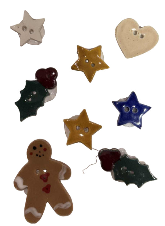 (8) Buttons Kiln Fired & Glaze Fired Pottery