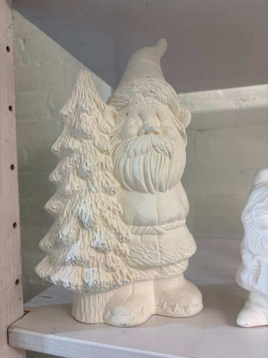 Gnome or Santa with Tree .. ready to paint Ceramics ￼