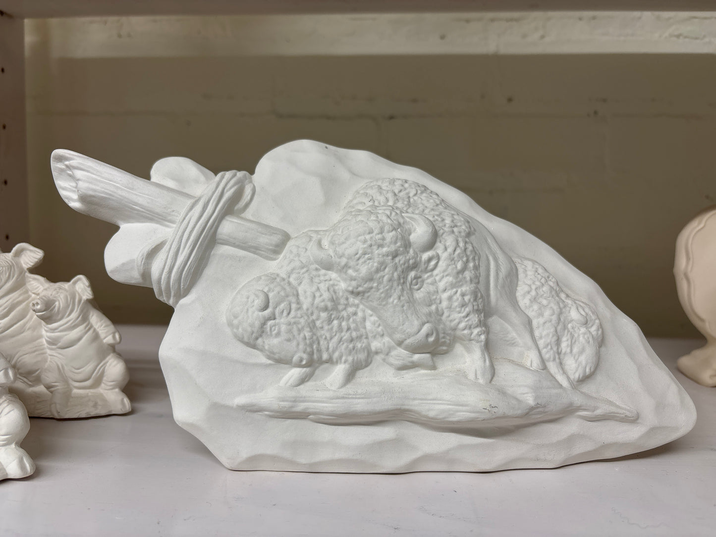 Arrowhead with buffaloes.. ready to paint Ceramics