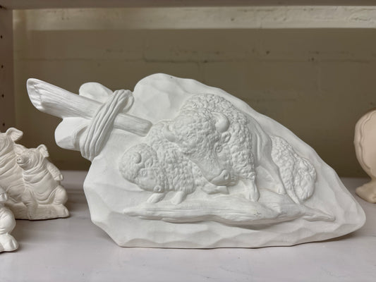 Arrowhead with buffaloes.. ready to paint Ceramics