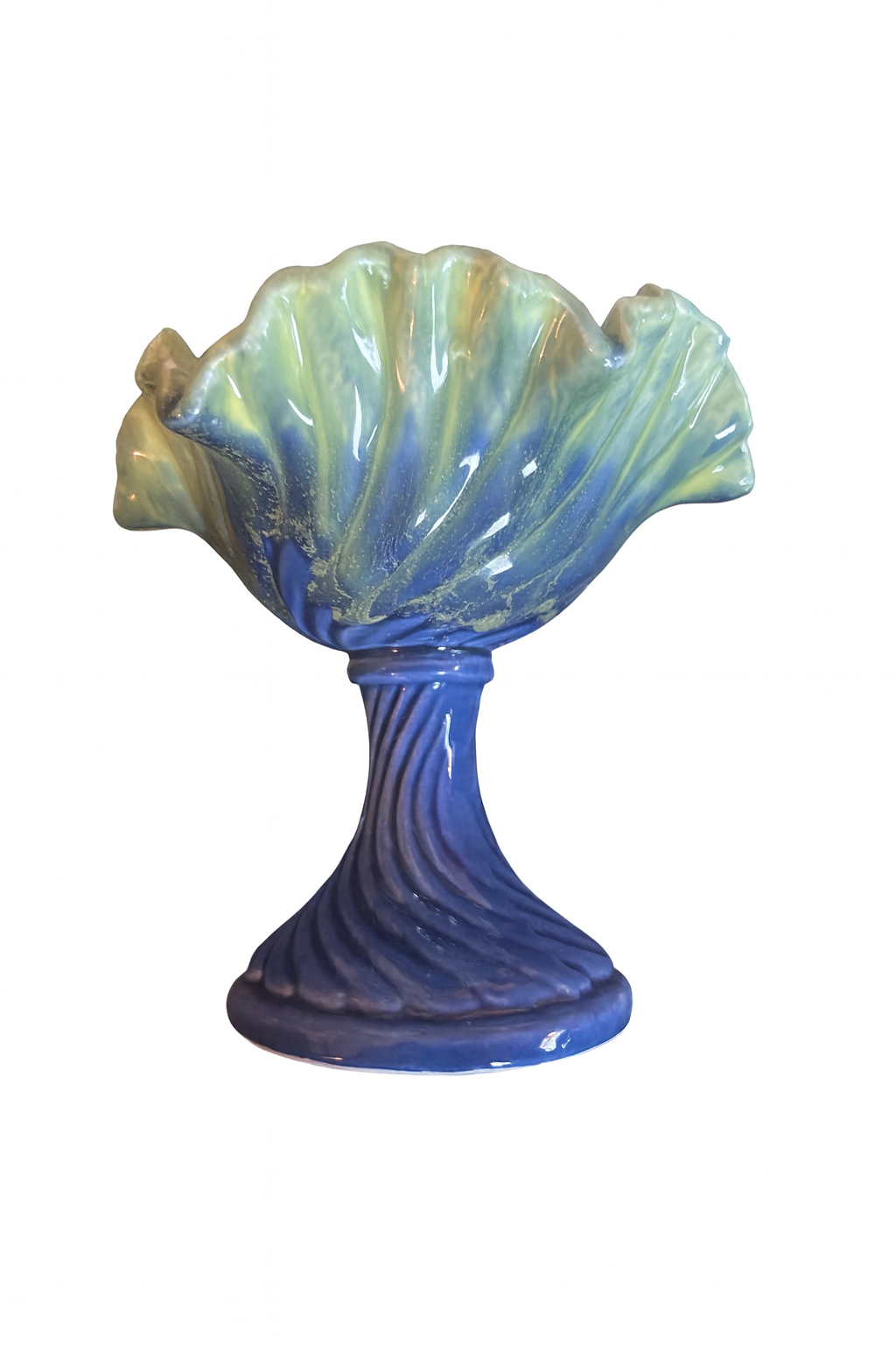 Vintage Czech Art Pottery Pedestal Bowl – Mid-Century