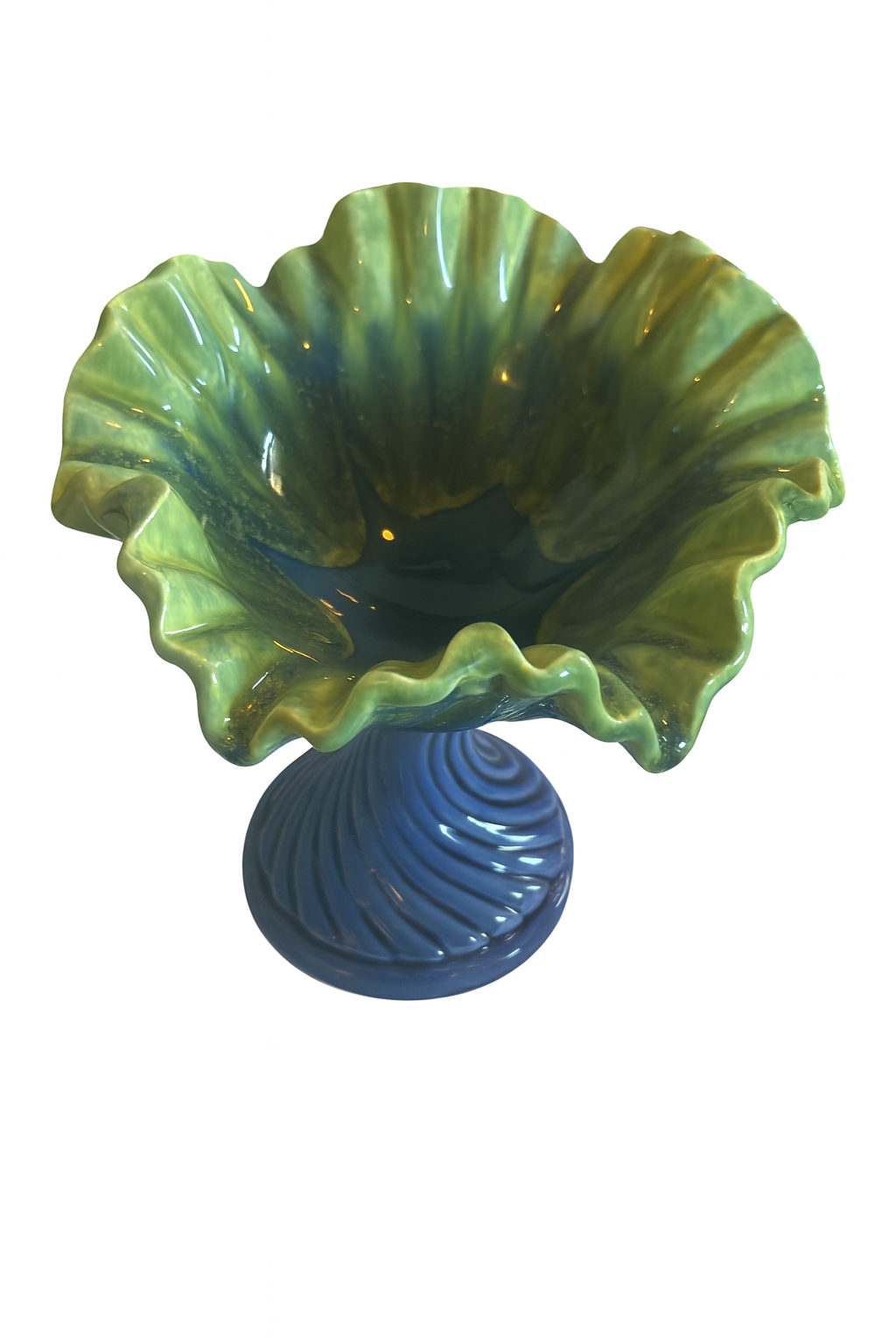 Vintage Czech Art Pottery Pedestal Bowl – Mid-Century