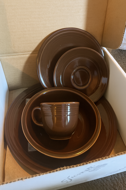 Fiesta Chocolate 5-Piece Place Setting – Retired Color – Dinner Plate, Salad Plate, Bowl, Cup & Saucer