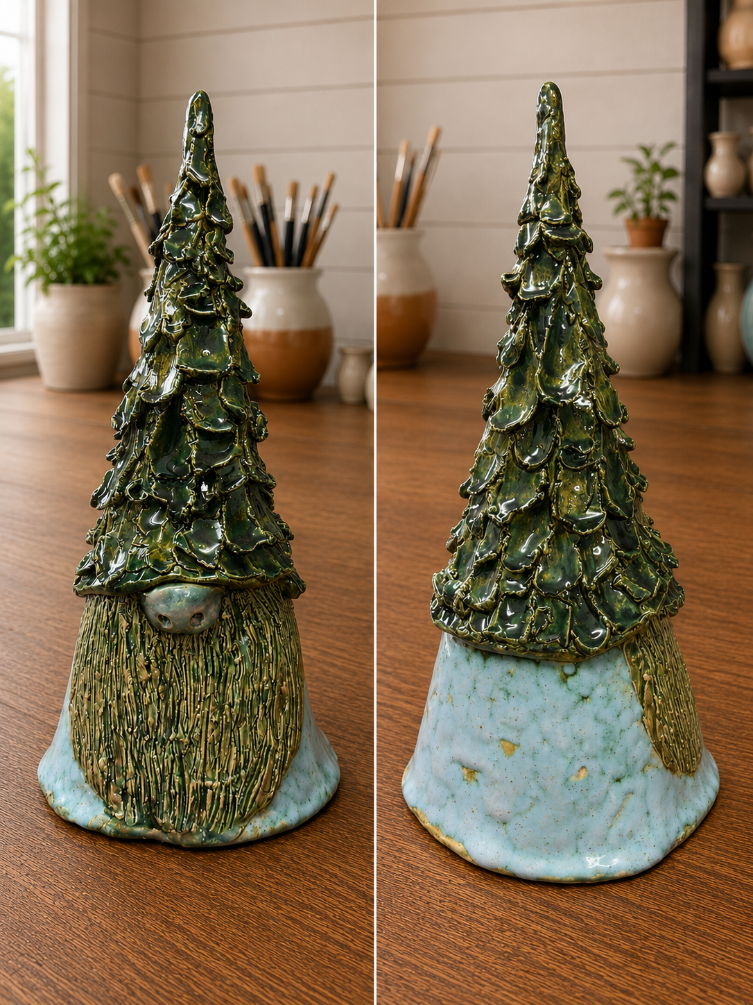 Pine tree gnome, handmade pottery