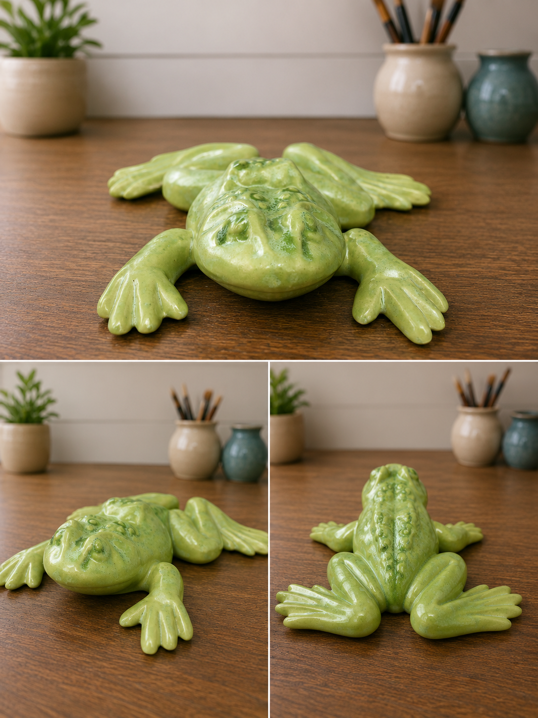 Crawling Green Frog Ceramic Garden Decor