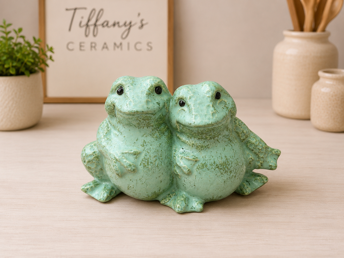 Totally friends, Sea green frog ceramic decor ￼