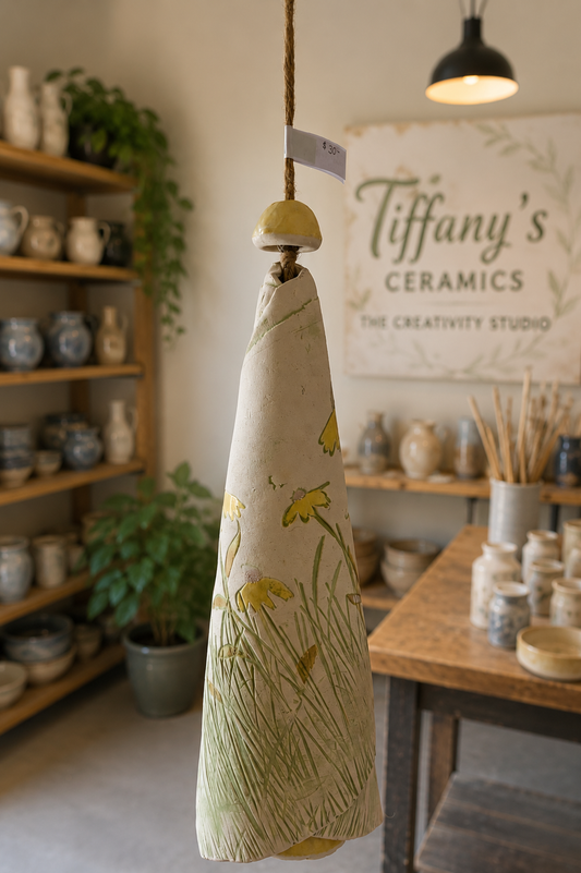 Large flower, bell handmade pottery