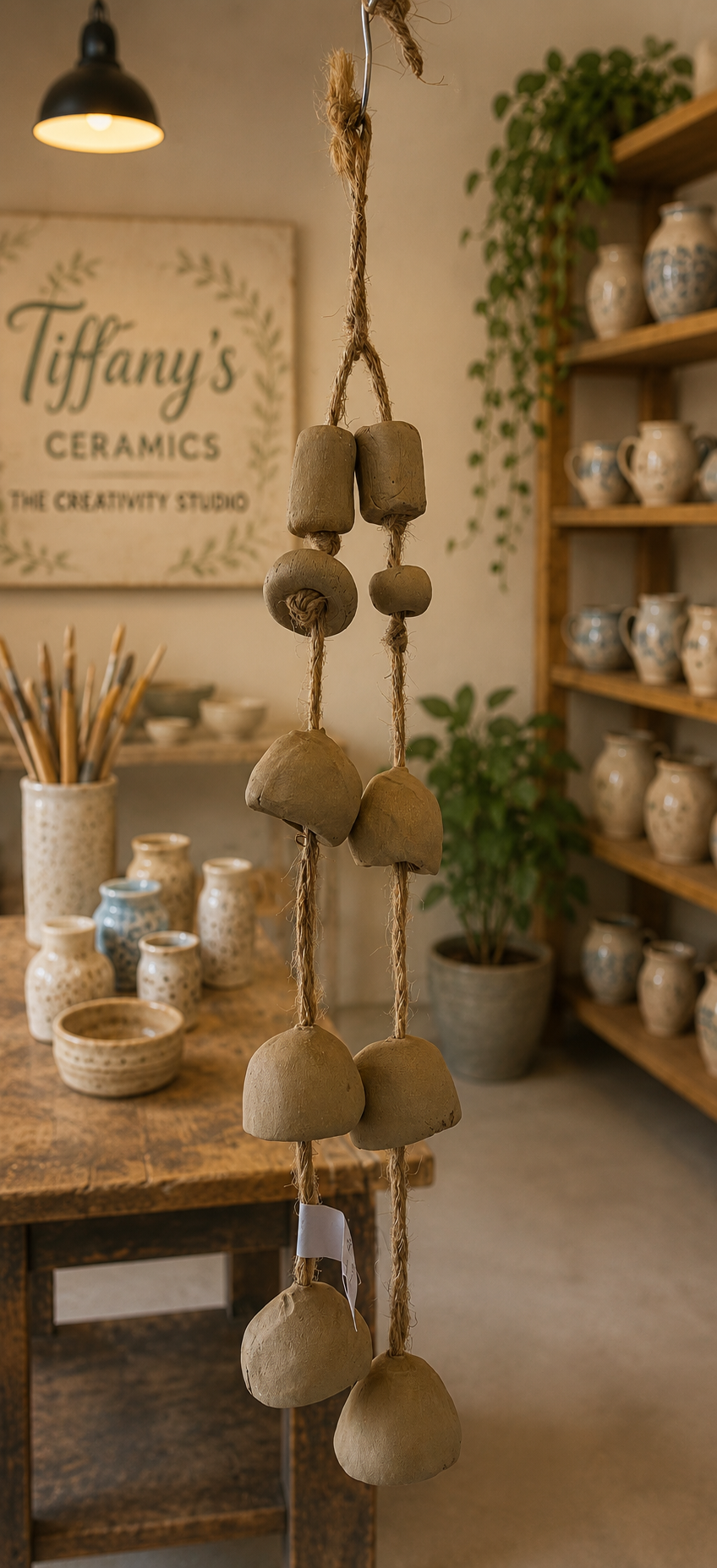 Two rope chime unglazed c6 Clay