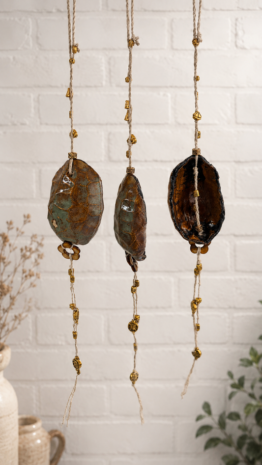 Turtle shell hanging pottery decor