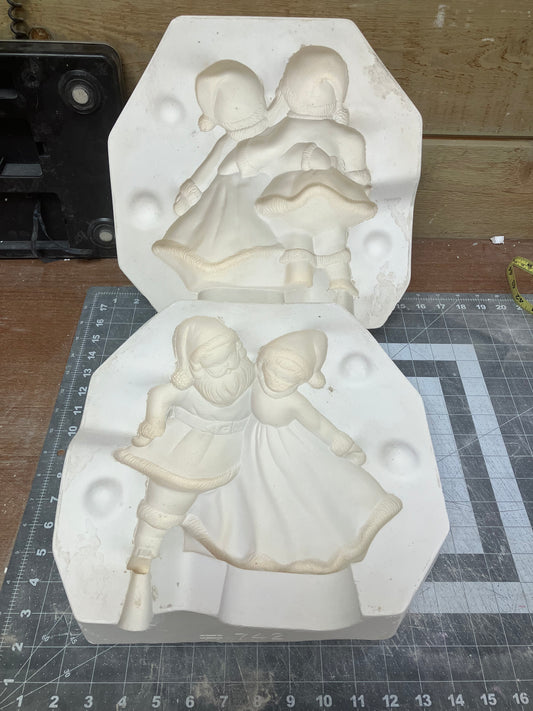 Dancing Sant and Mrs Clause Large Mold Riverview 742 (621) Ceramic Casting Mold